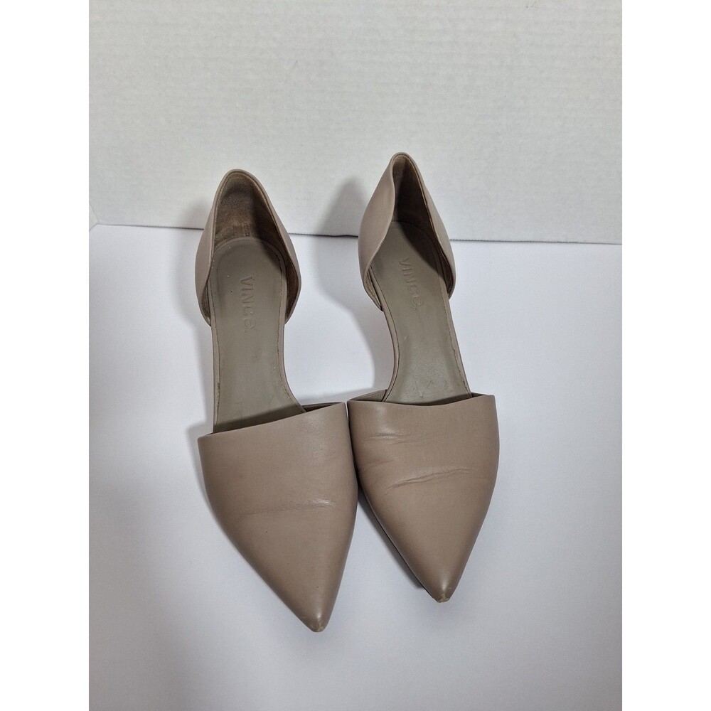 Vince Claire D'Orsay Leather Pointy Toe Pumps Taupe Size 6 (36) Career Office